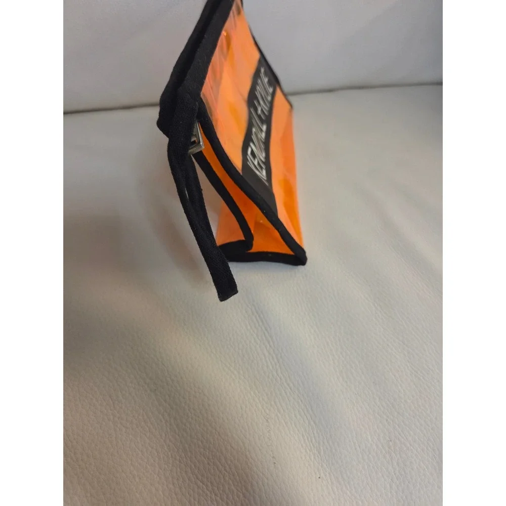 Kendall + Kylie Orange Clear PVC Cosmetic Bag Makeup Pouch Logo Zip Top Travel
